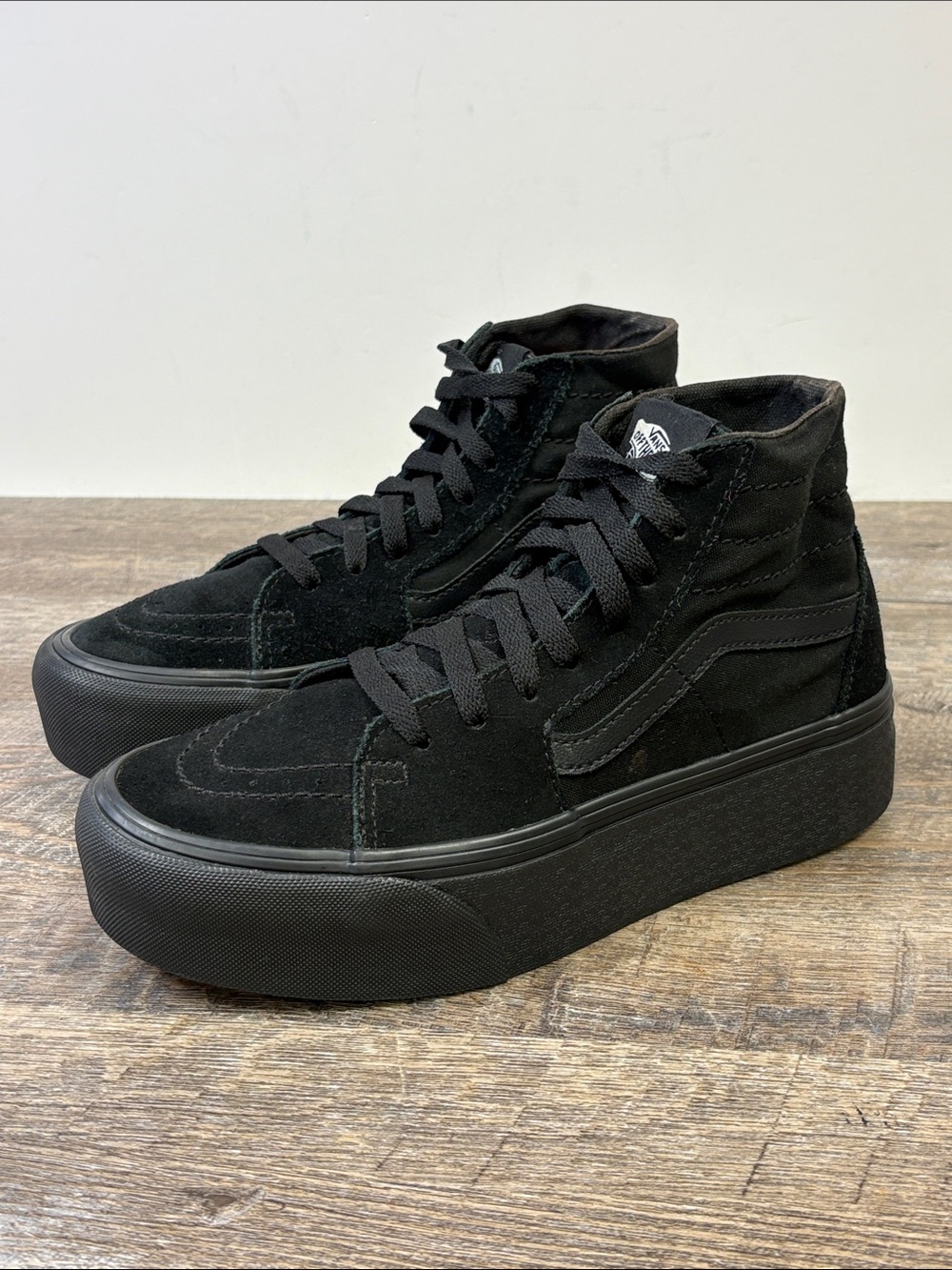 Vans Sk8-Hi Stackform Platform 2.0 Triple Black High Top Sneakers W8 / M6.5